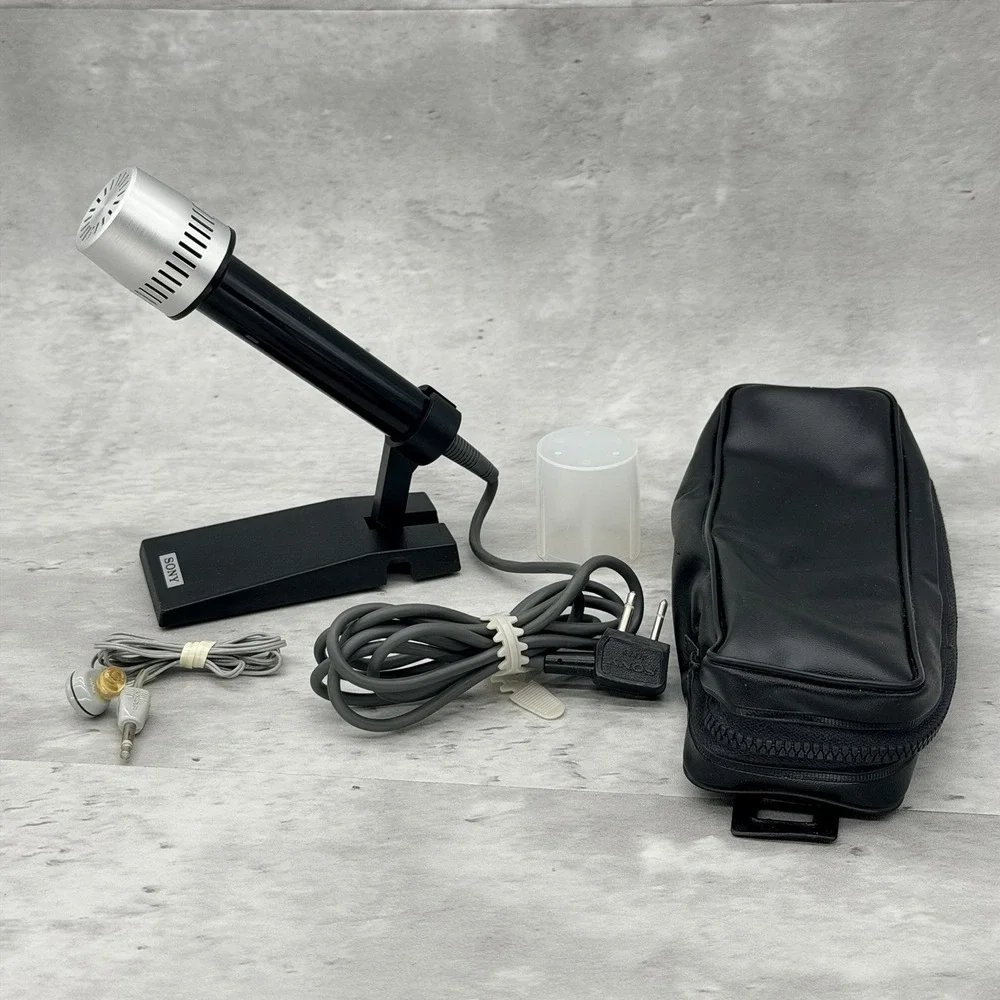 VTG Sony Microphone F-26S Cardioid Dynamic Tested w/stand Made in Japan w/Case